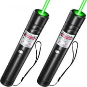 GJX 2 Pcs Rechargeable Green Laser Pointer High Power Green Beam Laser Light Long Distance Range for Tv,Led,Lcd Screens,Tactical Flashlights,Presentation,Office,Outdoors,Astronomy,Construction