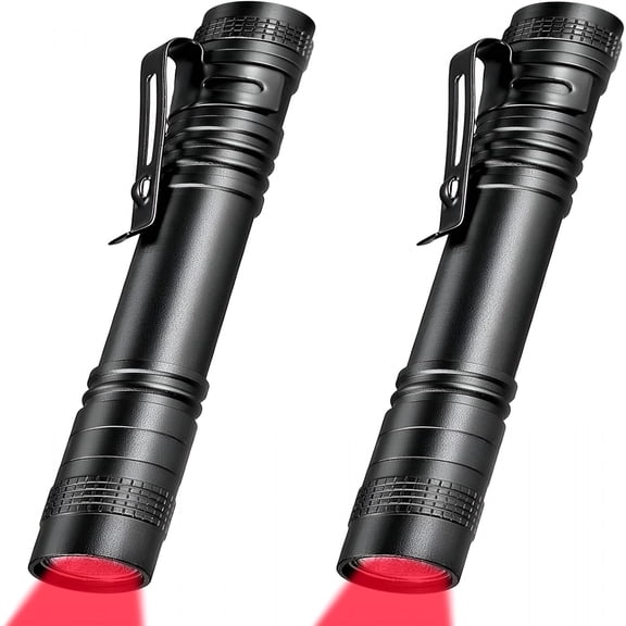 GJX 2 Pcs Red Light Flashlight Led Pen Light Bright Torch for Night Astronomy Observation Turtle Safe Beach