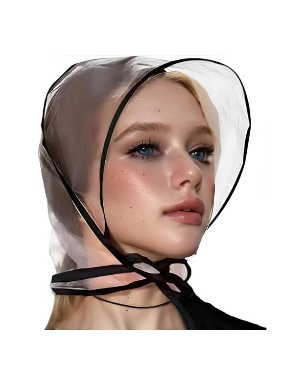 2 Pcs Women's Rain Bonnet with Visor Clear Waterproof Rain Bonnet Plastic Rain Hat for Women (Extra Thick)