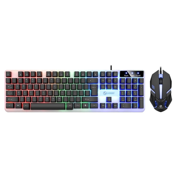 GJX 2-Piece Computer Accessories Set, Wireless RGB Gaming Mouse and Premium Headphones with Mouse Pad, White Desk Setup for Laptop and PC