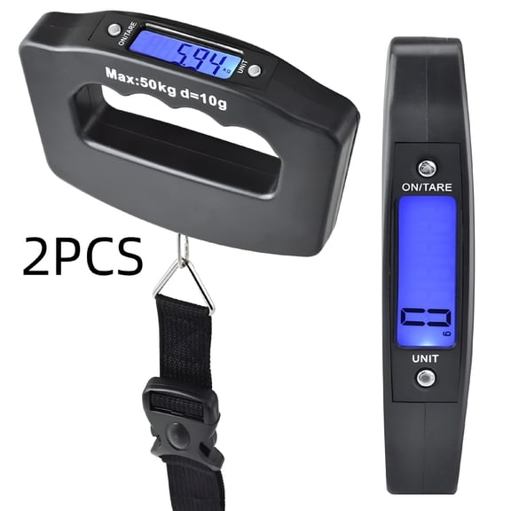 GJX 2 Sets Luggage Scale, Portable Handheld Suitcase Weight for Travel, Hanging Scales Handheld Electronic Scale with Backlight 110 Pounds