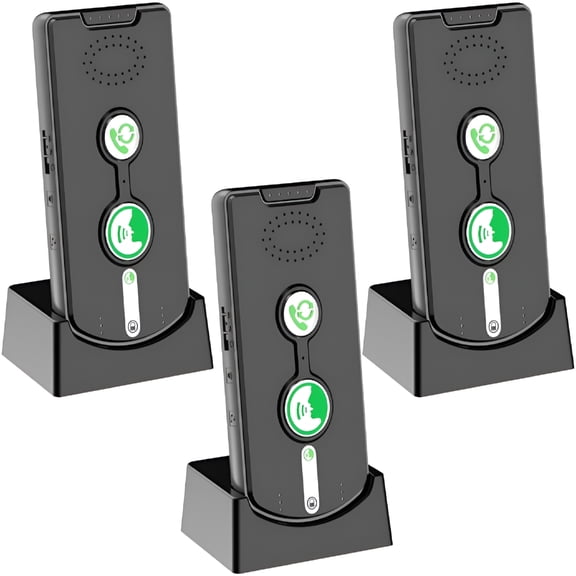 GJX 2 Way Intercom for Home,Portable Wireless Intercom System for House with 5 Level Volume and Ringtones Adjustment,Rechargeable for Hospital,Hotel,Office,Business 3 Pack (Black)