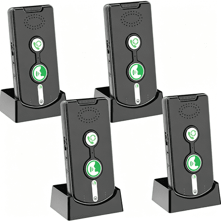 GJX 2 Way Intercom for Home,Portable Wireless Intercom System for House with 5 Level Volume and Ringtones Adjustment,Rechargeable,4 Pack(Black)