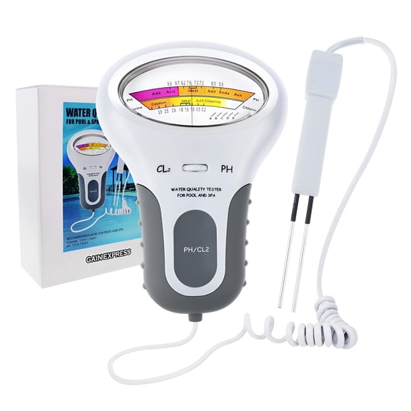 GJX 2-in-1 Chlorine&PH Meter Swimming Pool Tester, Handheld CL2 Level Meter Test Spa Water Quality Analysis Monitoring Monitor Analyzer