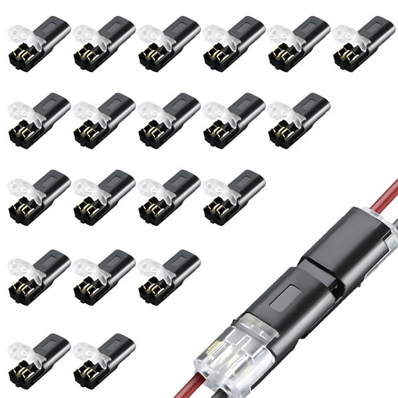 GJX 20 Pack Led Strip Lights Connectors,Double Wire Plug-in Connector Led Light Strip Connectors 2 Pin,Low Voltage Wire Connector with Locking Buckle,Fast Connectors- No Wire Stripping Cutting