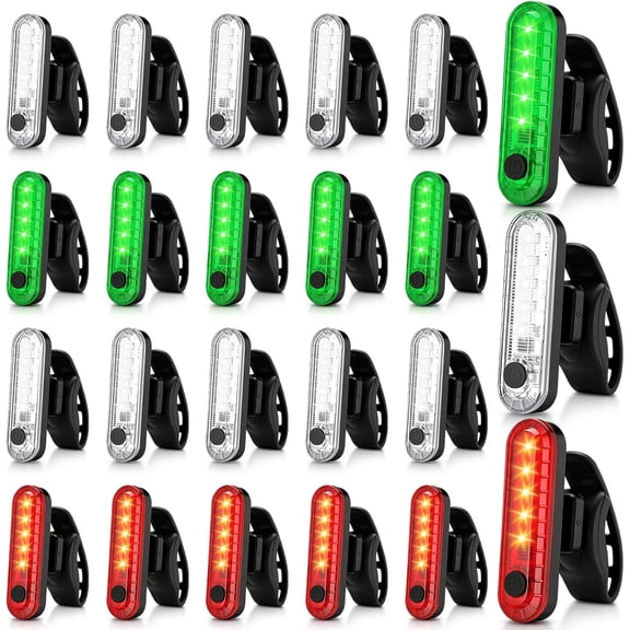 GJX 20 Pack USB Rechargeable LED Bike Tail Light Navigation Lights Kit Bicycle Rear Waterproof 4 Light Mode Options for Night Back Bicycle Taillights, Night Kayaking, Boating