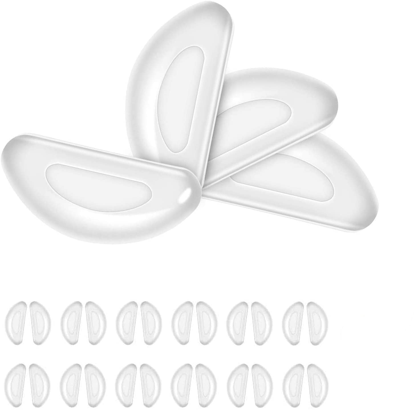 GJX 20 Pairs Eyeglass Nose Pads, Transparent Anti-Slip Nosepads, Stick on Anti-Slip Soft Silicone Adhesive Nose Pads for Eyeglass Glasses, Sunglasses(Transparent, 2mm) By SZYJ