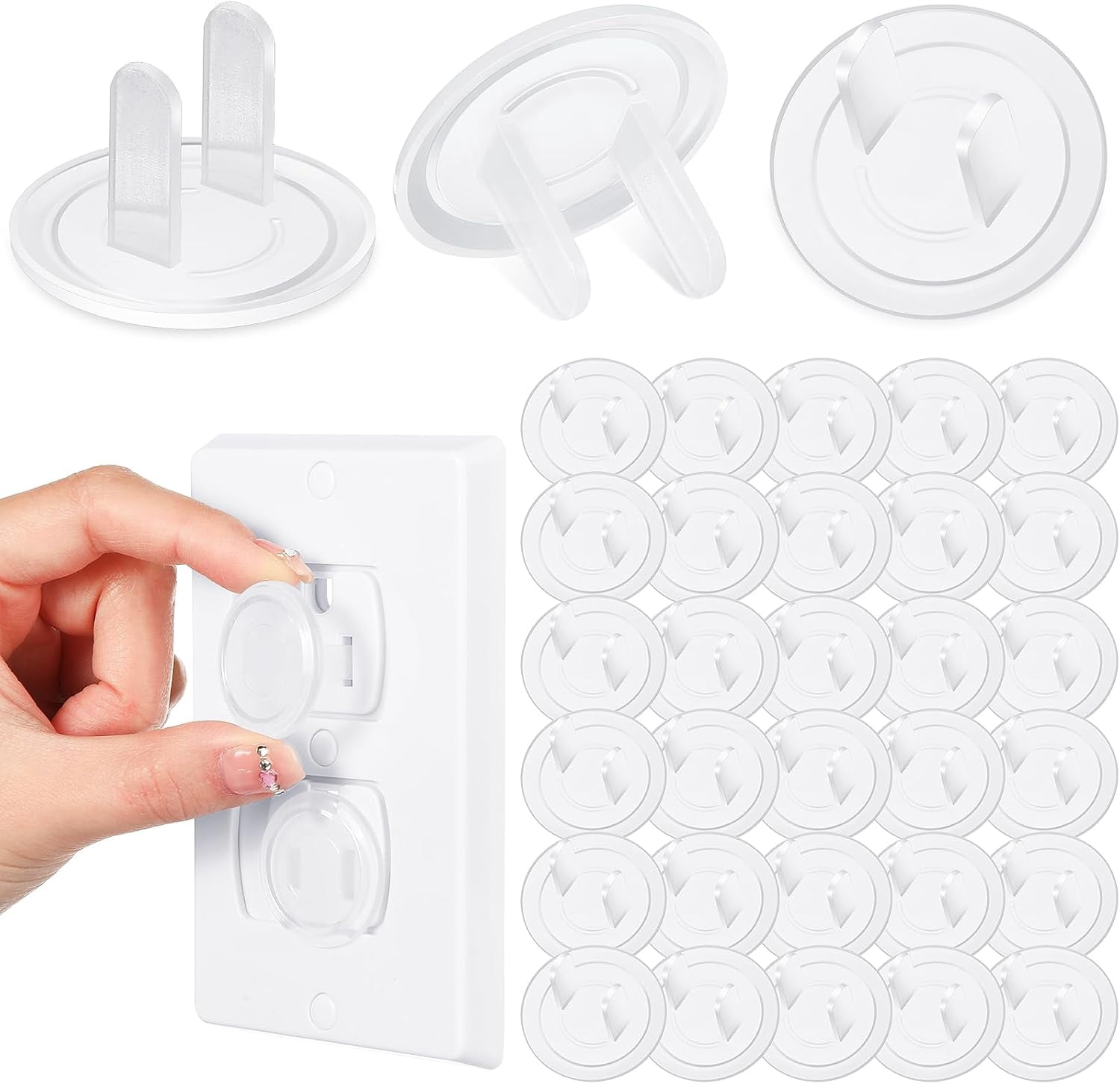GJX 200 Pcs Outlet Covers Bulk Child Baby Proofing Plug for Electrical Outlets Covers Easy Install Socket Sturdy Safe Secure Baby Proofing Kit for Home Office Bulk