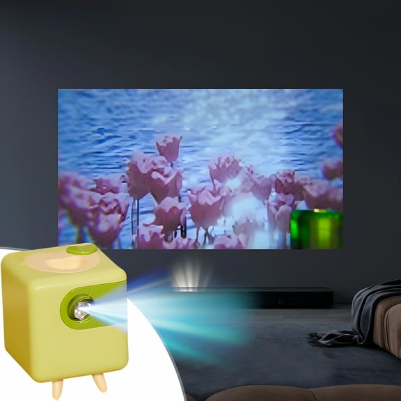 GJX 2024 New Portable Bluetooth Speaker Mini Projector, for Games Movies Music Outdoor Study Sports