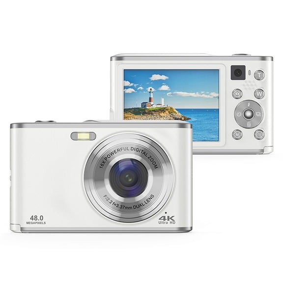 GJX 2026 4K Digital Camera for Photography & Vlogging,48MP Compact Digital Camera with Autofocus,Dual Lens Selfie Camera,16X Zoom Portable Vlogging Camera for YouTube for Beginners,32GB Card