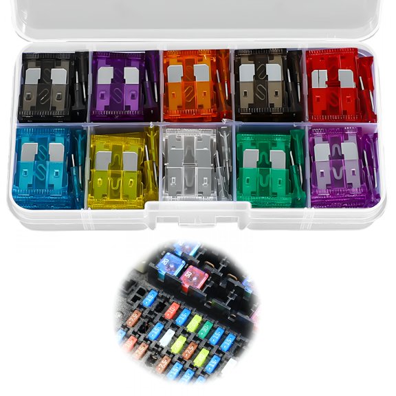 GJX 2026 New 100Pcs Car Fuse Insert Set,Car Fuse Set,Medium Fuse,With Storage Box,Zinc Aluminium,Suitable for Most Car Fuses,For Routine Car Maintenance and Emergencies