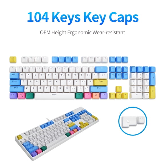 GJX 2026 New 104 Keys Key Caps Oem Height Ergonomic Wear-Resistant Oil-Proof Dirt Resistant Replacement Translucent Pbt Rainbow Color Mechanical Keyboard Keycaps for Office