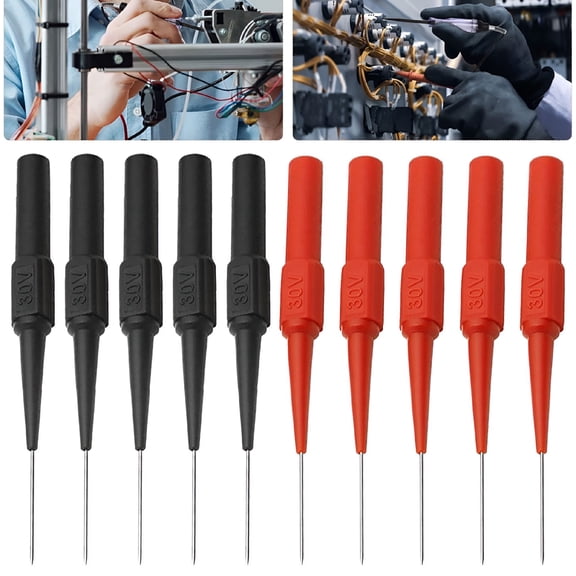 GJX 2026 New 10Pcs Multimeter Probes Insulated Test Probes Stainless Steel Needle Back Probe Pins Professional Diagnostic Tool Accessories for Multimeter Test Wiring Car Tester
