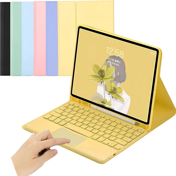 GJX 2026 New 10Th Generation 2022 Keyboard Case with Trackpad,Cute Color Keyboard,Ultra-Thin Removable Bluetooth Smart Keyboard Cover for Home,Office,School,Travel,Cafe