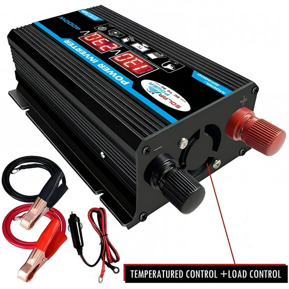 GJX 2026 New 12V 220V Pure Sine Inverter 4000W Pure Sine Wave Inverter Transformer with Remote Control&Dual Ac Power Sockets for Rv,Car,Truck,Camping,Outdoor Power Supply.