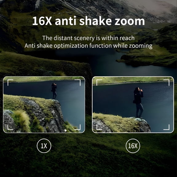 GJX 2026 New 180 Flip Screen 16X Zoom 50 Digital Camera for Photography,Travel,Vlogging,Family,Selfies,Outdoor,Black