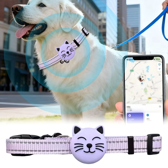 GJX 2026 New 1Pc Bluetooth Pet Locator for Dogs and Cats,Gps Tracking with Adjustable Collar,Waterproof,Multi-Person Care,Long Battery Life,Compatible with Ios and Android(Purple)