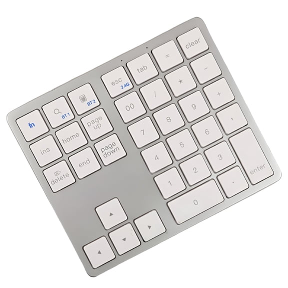 GJX 2026 New 2.4G Bluetooth-Compatible Numeric Keypad Usb Rechargeable 35 Keys for Data Entry,Office Work,Accounting(Silver White)