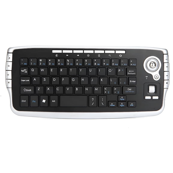 GJX 2026 New 2.4Ghz Wireless Keyboard with Trackball Scroll Wheel Remote Control for Android Smart Tv Pc Notebook Silver