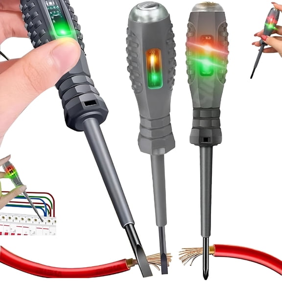 GJX 2026 New 2-In-1 High Torque Strong Magnetic Screwdriver Electricity Detector,High Torque Dual Light Color Light Measuring Electric Pen,High Voltage Tester Screwdriver,Point Contact Test Pen