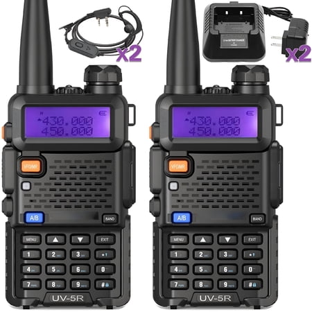 GJX 2026 New 2-Pack Ham Radio Long Range Dual Band Handheld Rechargeable High Power Two Way Radio Walkie Talkies with 1800Mah Li-Ion Battery and Earpiece for Hunting Survival Gear