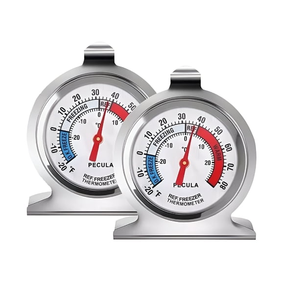 GJX 2026 New 2 Pack Refrigerator Thermometer,-30~30C/-20~80F,Classic Refrigerator Pointer Thermometer,Large Dial with Red Indicator Light for Freezer,Refrigerator and Refrigerator