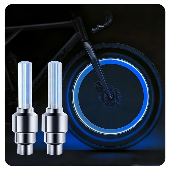 GJX 2026 New 2-Pack Valve Stem Lights, Waterproof Led Spoke Lights for Night Riding, Bicycle Tire Lights for Adult Mountain Bike Safety Accessories for Commuting,Trail Riding,Night Cycling