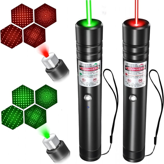 GJX 2026 New [2 Packs Green+Red] Rechargeable Laser Pointer High Power Green Red Beam Laser Light Long Distance Range for Tv/Led/Lcd Screens Tactical Flashlights Presentation Office/Outdoors