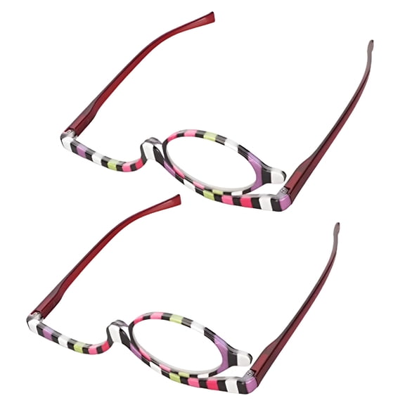 GJX 2026 New 2 Pairs Makeup Glasses,Makeup Reading Glasses for Women,One Eye Cosmetic Magnifying Readers with Rotating Flip Up Lens