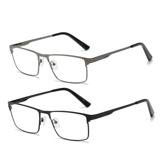 GJX 2026 New 2 Pairs of Men'S Classic Rectangle Reading Glasses +4.5,Metal Spring Hinges Classic Hd Rimmed High Power Readers 4.5