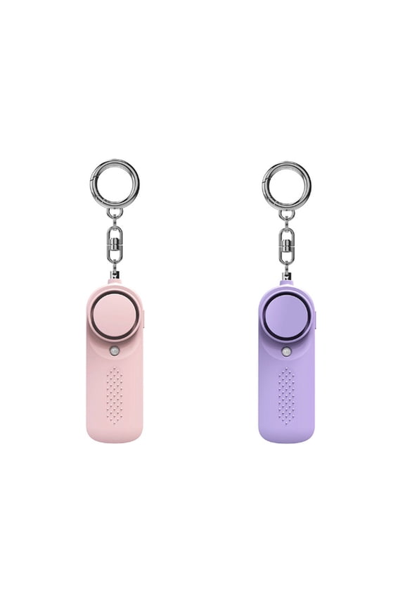 2026 New 2 Pcs Self Defense Keychain Personal Safety Security Alarm with Led Light 130Db Personal Alarms for Women Girls and Elderly People for Walking Travel Camping Purple and Pink