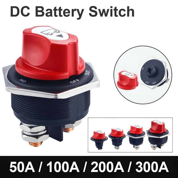 GJX 2026 New 200A Battery Disconnect Switch Max 50V Cut Off Waterproof Isolator for Car Truck Rv for Automotive,Rv,Boat,Off-Grid Systems,Car Maintenance