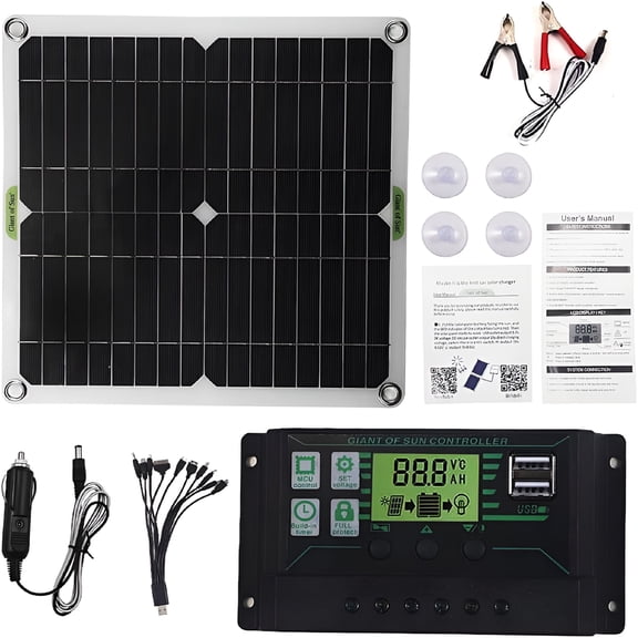 GJX 2026 New 200W Solar Panel Kit 100A 12V Battery Charger Controller Caravan Boat Outdoor for Rv,Camper,Trailer,Cabin,Offgrid