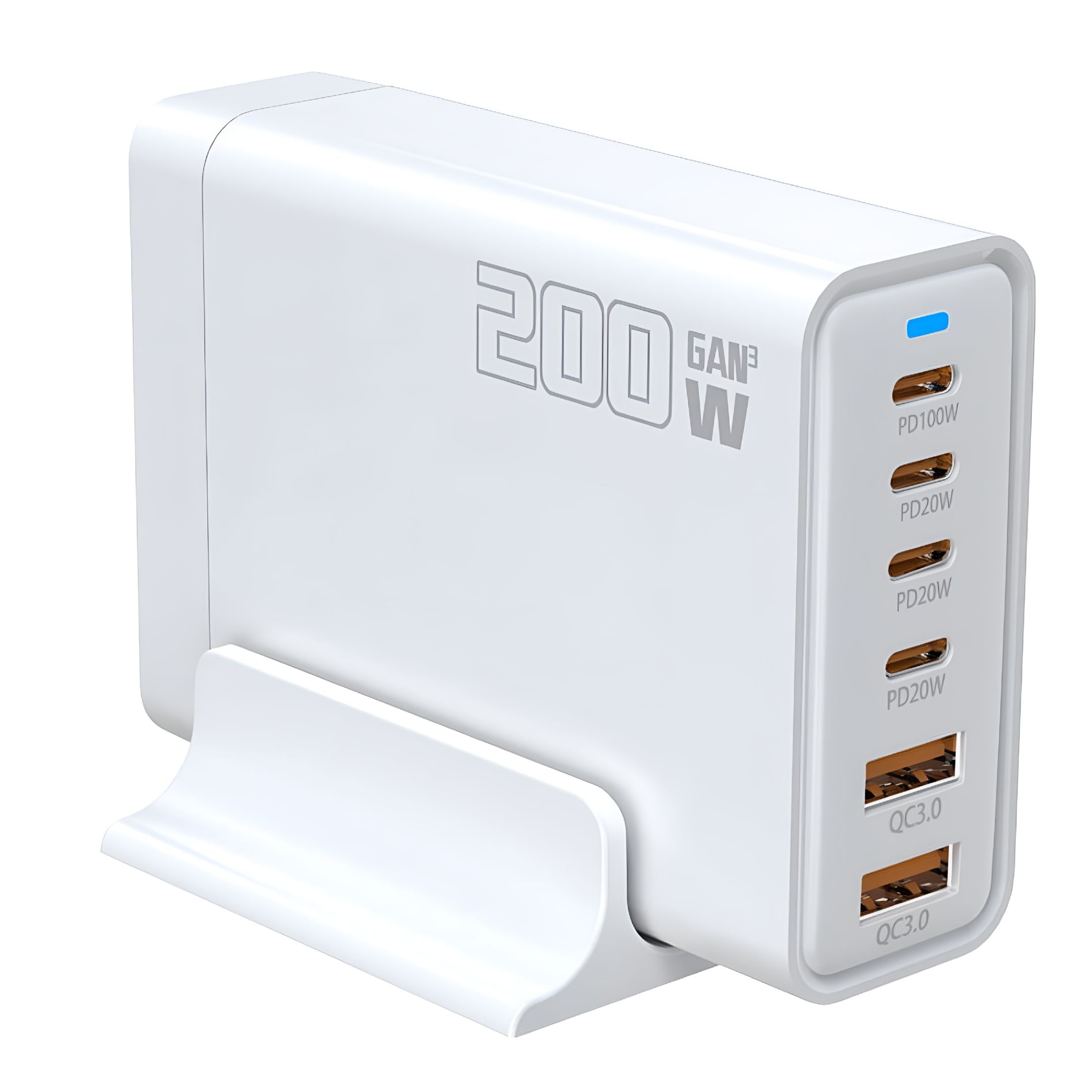 GJX 2026 New 200W Usb C Fast Charger 5-Port Charging Station Block Hub Laptop Charger Power Adapter for Office,Home,Travel,Charging,Multi Device
