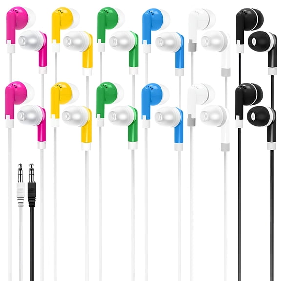 GJX 2026 New 24-Pack Wholesale Bulk Earbuds Classroom Set,6 Color Mix Individually Wrapped Headphones for Schools/Libraries/Hospital,40" Durable Tpe Cable&Hd Sound