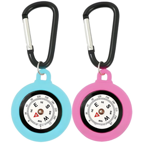 GJX 2026 New 2Pcs Compass Hiking Survival,Compass for Kids with Hook,Portable Compass,For Orientation
