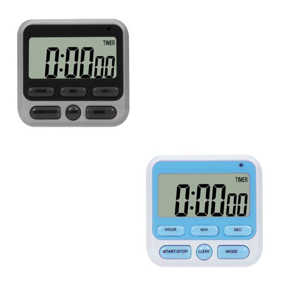 GJX 2026 New 2Pcs Timer,Versatile Time Management Assistant Timer Outlet,Clear and Loud Reminders Time Timer,Black & Blue