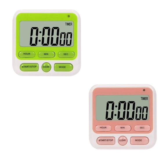 GJX 2026 New 2Pcs Timer,Versatile Time Management Assistant Timer Outlet,Clear and Loud Reminders Time Timer,Green & Pink