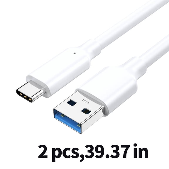 GJX 2026 New 2Pcs Usb C to Usb Adapter,Instant File Transfer Micro Usb Cable,Heavy-Duty Cable Efficient Data Sharing Usb Type C Cable,White,3Ft