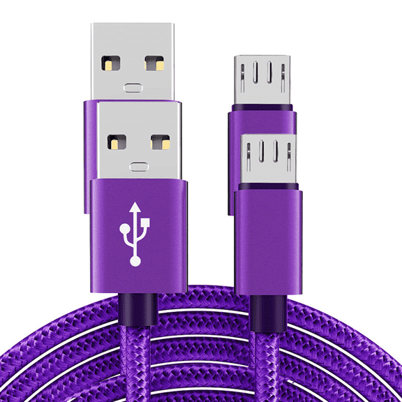 GJX 2026 New 2Pcs Usb Cable Anti-Crack Micro Usb Cable High Strength Nylon Fast Charging Android Charger Cable Purple 3Ft for Charging Data Transfer Android Devices Home Office Travel.