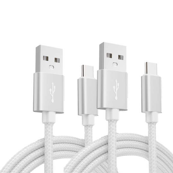 GJX 2026 New 2Pcs Usb Cable Break-Resistant Usb Type C Cable Micro Usb Cable with Data Transfer White 3Ft for Charging Data Sync Android Devices Power Banks Office Travel.