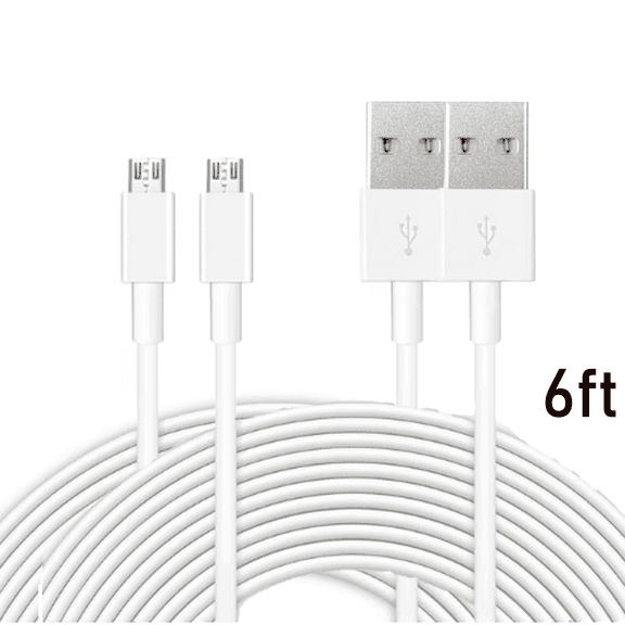 GJX 2026 New 2Pcs Usb Cable High-Speed Charging Android Charger Cable Micro Usb Cable with Data Transfer Capability for Home Office Car 6Ft