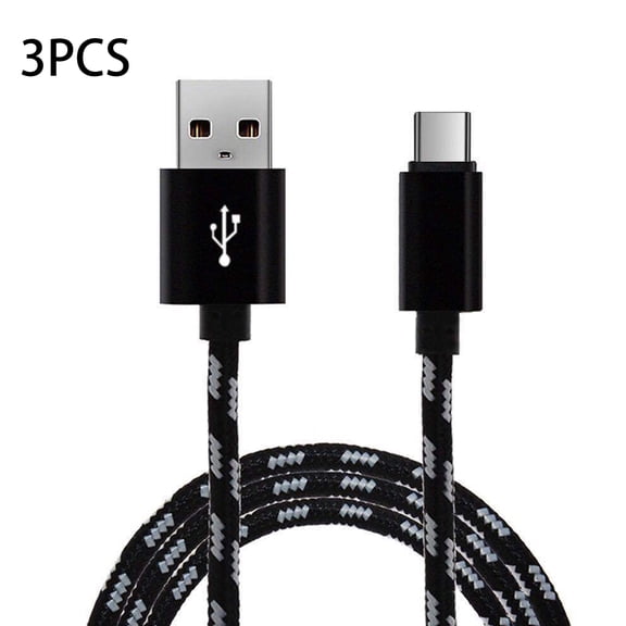 GJX 2026 New 3 Pack Usb-A to Usb-C Fast Charger Type C Charging Cord Compatible with Iphone,Galaxy,Pro,Universal for All Usb-C(Black,3Ft)