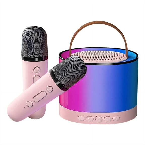 GJX 2026 New 3 Pcs Audio Microphone Set High-Definition Sound Quality Portable Speaker Bluetooth Sturdy Casing Fast Charging Podcast Microphone for Karaoke Meetings Podcasts Live Streaming Pink3