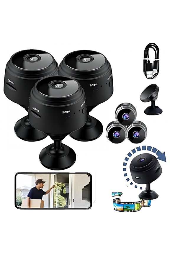 2026 New 3 Pcs Magnetic Mini Security Camera, Security Camera, Drop Swiftly Security Cameras, Mini 1080P Hd Wireless Magnetic Security Camera, Night Vision Motion Detection