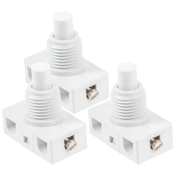 GJX 2026 New 3 Pcs Push Button Switch Push Button Light Switch Household Push Button Self-Locking Push Button Switch Foot Pedal Small Switch Round Step on White Abs Copper