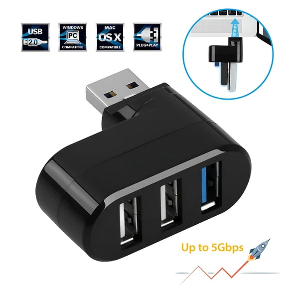GJX 2026 New 3-Ports Usb 3.0 Hub for Desktop,Laptop,Office,Gaming,Travel