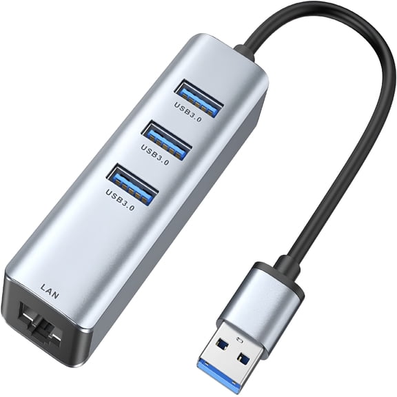 GJX 2026 New 3-Ports Usb 3.0 Hub with Ethernet Adapter,For Data Transfer,Network Connectivity,Office Work,Gaming Setups,Home Office,Travel Use