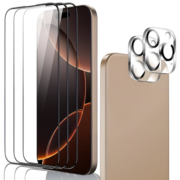 GJX 2026 New 3 Screen Protectors and 2 Camera Lens Protectors,Suitable for Iphone 16 Pro Max/ 16 Pro/ 16 Plus/ 16,Tempered Glass Film,Camera Lens Protector for Iphone 16,Transparent