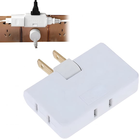 GJX 2026 New 3 Way Rotatable Socket Converter,180 Degrees Rotatable Socket Converter,3 Way Flat Wall Outlet Extender Ac Adapter - 2-Prong Swivel,Perfect for Home and Travel